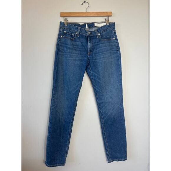 NEW Rag & Bone Dre Low Rise Slim Straight Leg Boyfriend Jeans Blue Size: 28 - Picture 2 of 8
